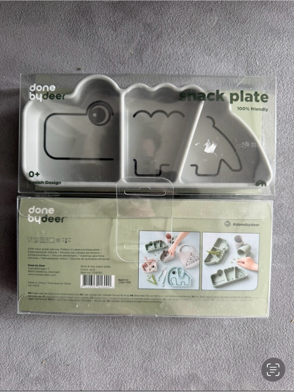 Done By Deer 3-Section Alligator Snack Plate
